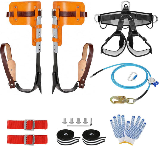 Tree Climbing Gear with Adjustable Climbing Belt and Steel Wire Core Flip Line