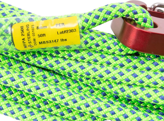 Nylon Escape Rope - 50 Foot RNR Poseidon 8MM Nylon Rope Sewn onto Lightning GT Hook, Rock Climbing Accessory