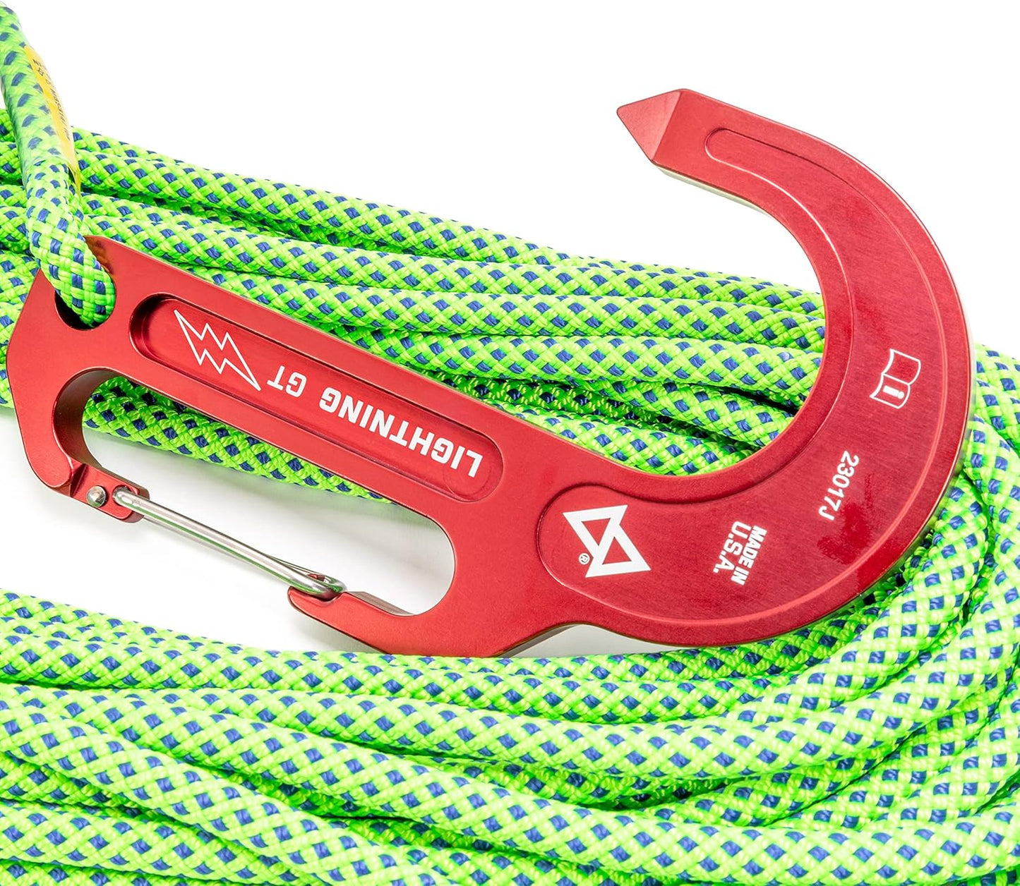 Nylon Escape Rope - 50 Foot RNR Poseidon 8MM Nylon Rope Sewn onto Lightning GT Hook, Rock Climbing Accessory