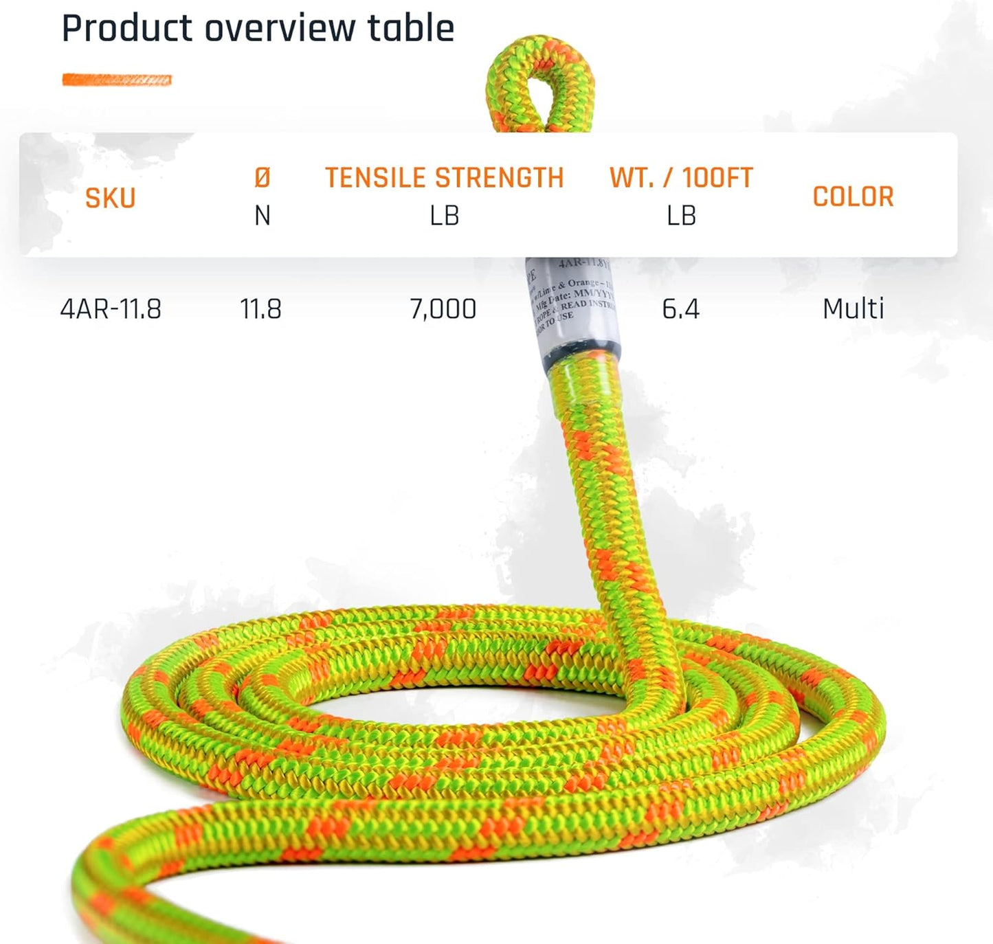 Arborist Rope 11.8mm x 150Ft High-Strength 24-Strands Static Climbing Rope